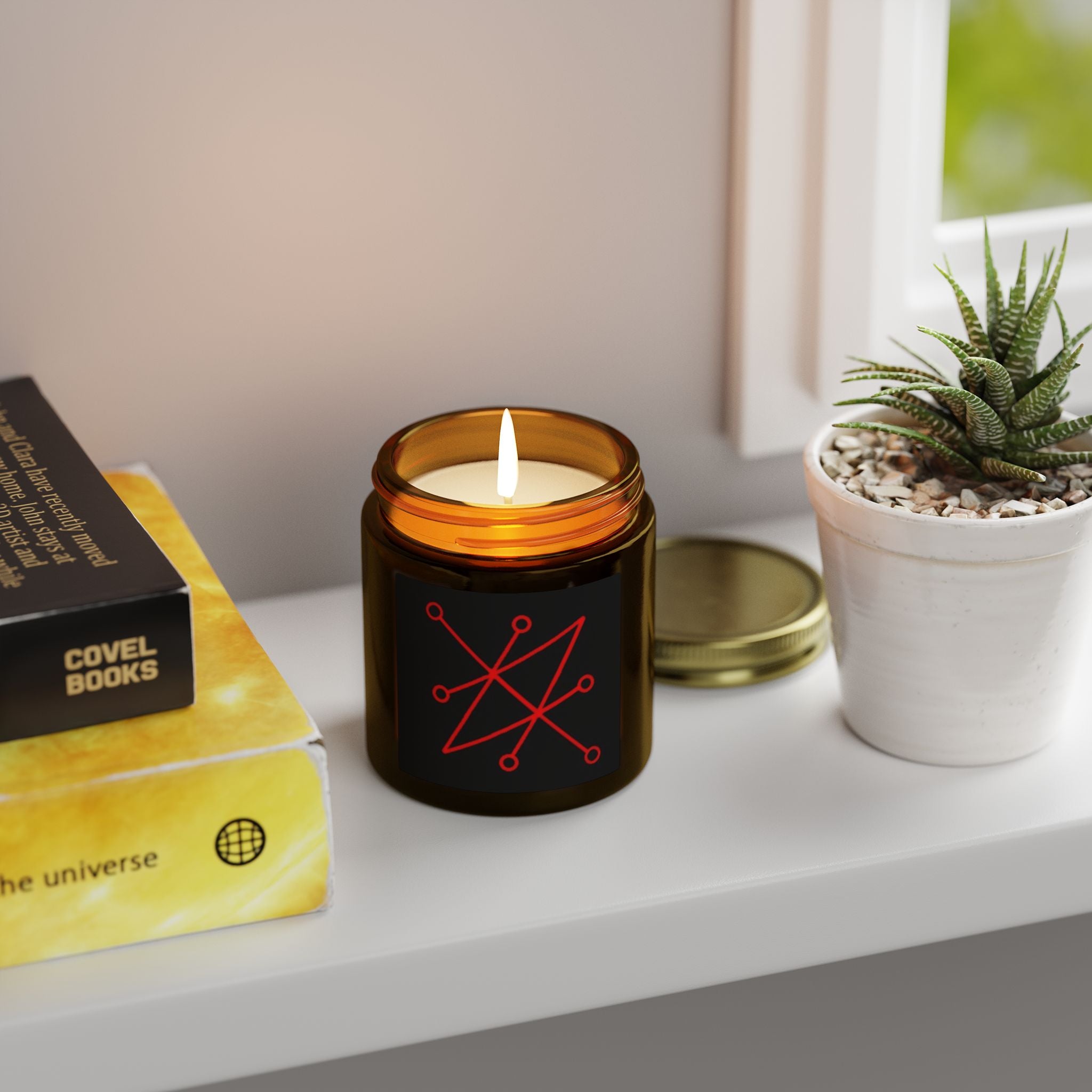 Azazel Sigil Scented or Unscented Candle, Natural Coconut Apricot Wax (4oz)