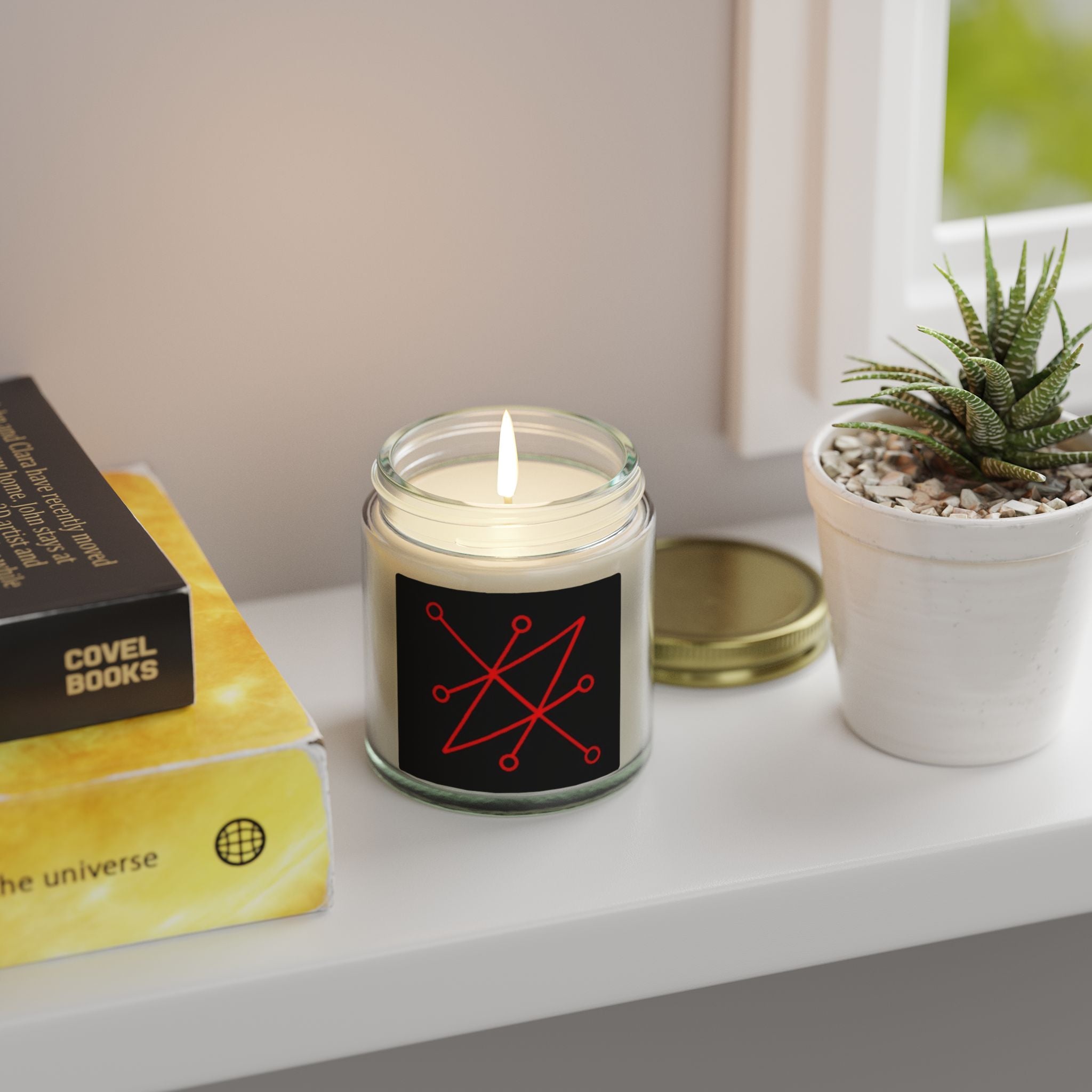 Azazel Sigil Scented or Unscented Candle, Natural Coconut Apricot Wax (4oz)