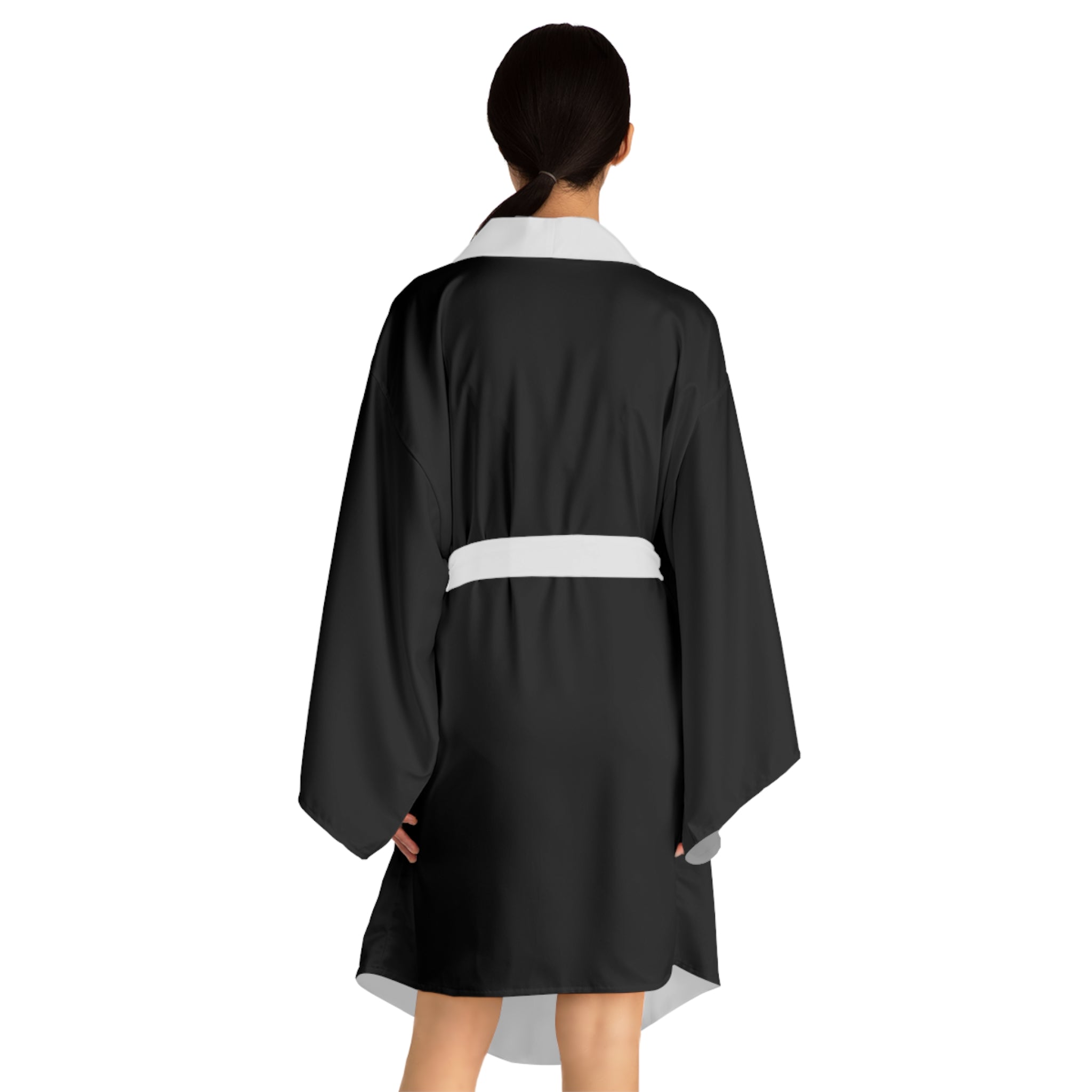 Lilith Sigil Black Kimono Robe with Minimalist White Crest